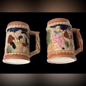 Set of (2) Heidelberg Schloss Vintage Bavarian‎ Style Beer Mug Made in Japan